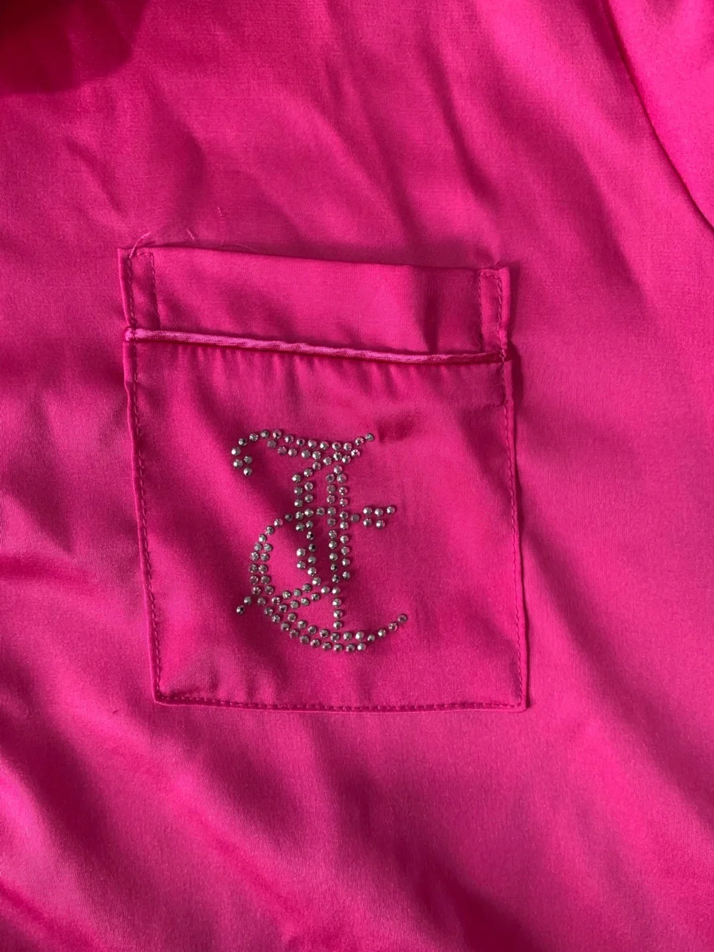 y2k hot pink juicy couture satin pajama top and pants set